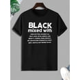thumbnail image 2 of Camiseta de cuello redondo con diseño gráfico para hombre, con estampado negro, informal y cómoda, ideal para verano, ideal para vacaciones diarias en resorts y para el tiempo libre., 2 of 6