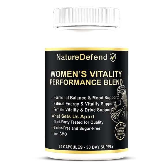 NatureDefend Women’s Vitality Dietary Supplement, Energy & Mood Support, 60 Capsules, Veteran-Owned, USA Made