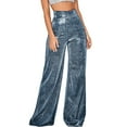 thumbnail image 2 of sunsanly Women Pants Shiny Solid Color High Waist Spring Autumn Temperament Loose Straight Wide Leg Trousers Daily Wear, 2 of 8