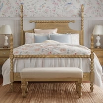 Queen Bed - Solid Wood Frame, Turned Legs & Clearance Under Side Rails