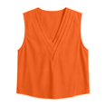 thumbnail image 5 of YVNAURA Women Summer Triple V Neck Chiffon Tops Sleeveless Business Blouse 2026 Layered V Neck T Shirt Lightweight Breathable Loose Fit Casual Work Office Outfit Vacation Beach, Orange,S, 5 of 5