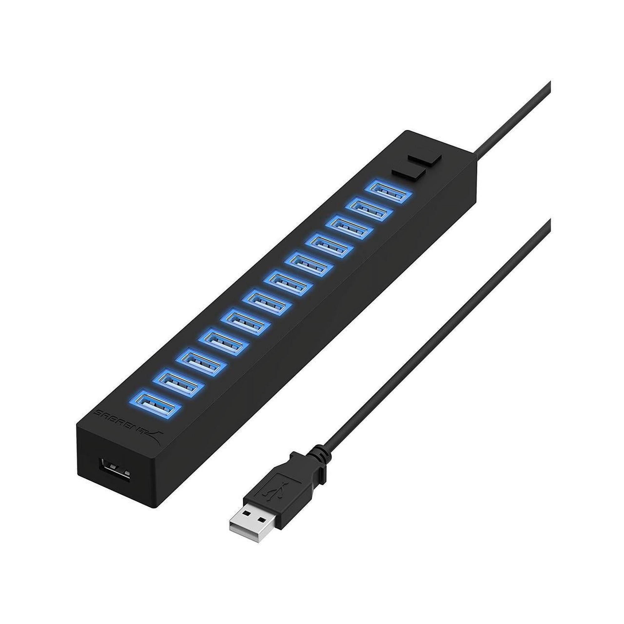 Sabrent 13 Port High Speed USB 2.0 Hub with Power Adapter And 2 Control Switches (HB-U14P)