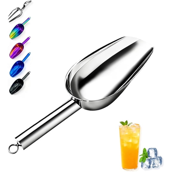 Ice Scoop,Kitchen Ice Scooper for Ice Maker,Stainless  Small Ice Scooper for Freezer,Kitchen Gadgets Cookie Flour Pet   Scoop (, 3 OZ)