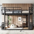 thumbnail image 2 of Leumius Full over Full Bunk Bed Frame with Ladders & Guardrails, Upgraded Round-Pipe Metal Frame, Stylish & Versatile for Any Room,Black, 2 of 9