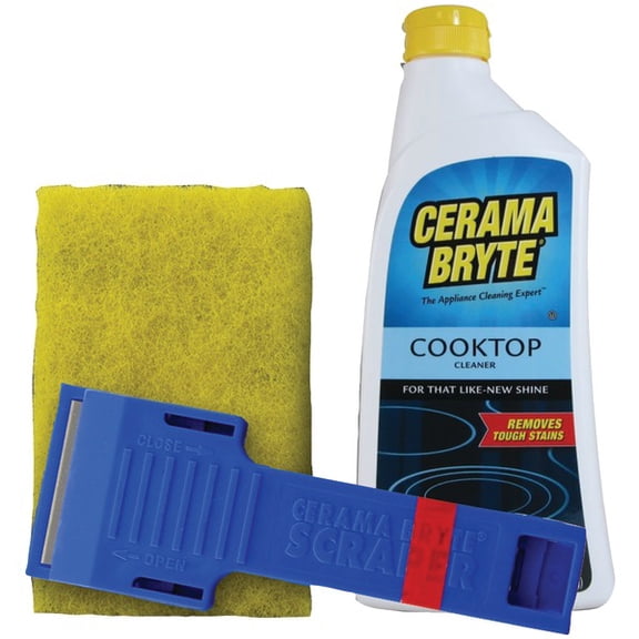 Cerama Bryte Cooktop Cleaning Kit - Includes Scraper and Pad - 2 Piece Kit