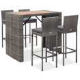 thumbnail image 1 of vidaXL 5 Piece Outdoor Bar Set Poly Rattan and Wood Acacia Grey, 1 of 5