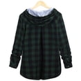 thumbnail image 2 of Dnzceghtig Camisa con Capucha Chaqueta A Cuadros para Mujer Manga Larga con Botones Top Casual Moda Estilo Novio Bolsillos Superiores, 2 of 2