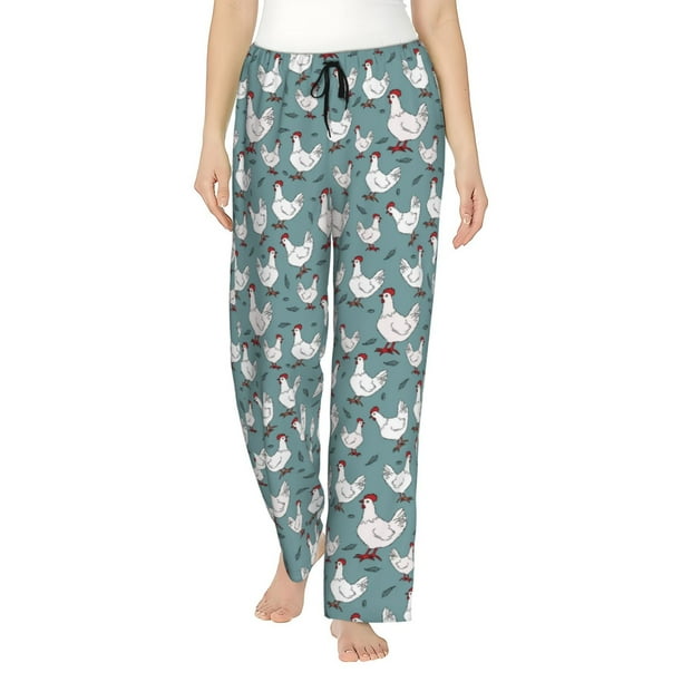 Balery Funny Chicken Pantalones de pijama para mujer, pijamas ultraligeros, pantalones de estar por casa-X-Large