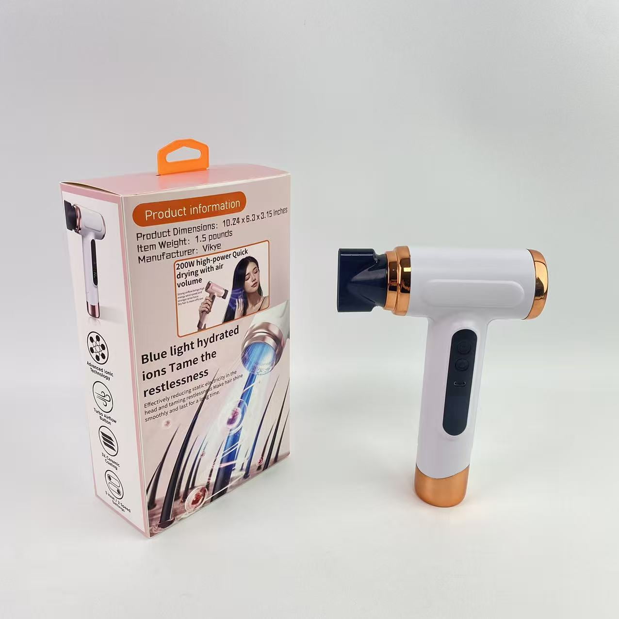 Hoenofly Electric hair dryers,Cordless Hair Dryer,15000mAh Rechargeable Hair Dryer,3 Adjustable Cold Hot Wind,200W Battery Operated Hair Dryer for Travel Camping