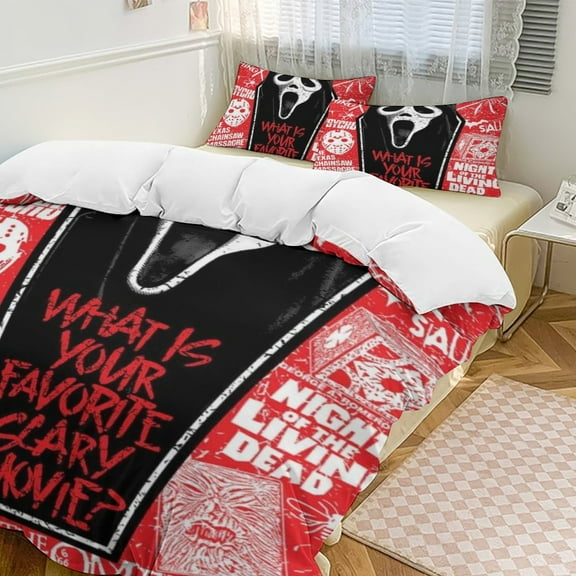 Ghostface 3 Piece Bedding Set Cartoon Comforter Set Cute Duvet Cover Sets Super Soft Aldult Bedding Set Kids Bedroom Gifts,1 Duvet Cover with 2 Pillowcases 86"x70"