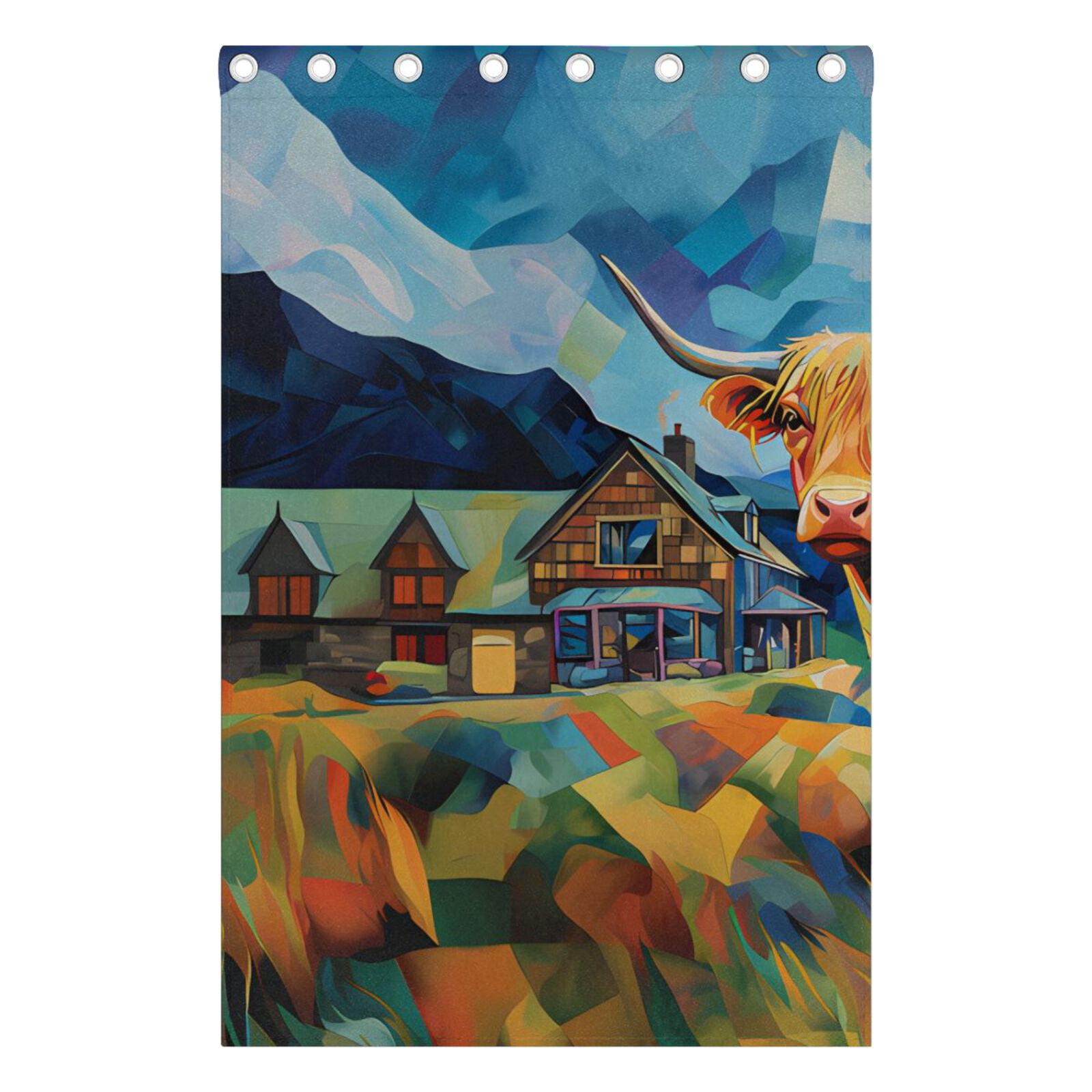 Cow Mountains Grass Houses Black Out Curtains 72 Inch Length Curtains for Sliding Glass Doors Bedroom Living Room 2 Pack