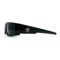 thumbnail image 6 of Mens Star Skull Logo 90s Rectangular Wrap Around Biker Plastic Sunglasses Shiny Black, 6 of 8