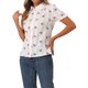 thumbnail image 4 of CAMISA IMPRESA DE MANGA BOLSA CON CUELLO PETER PAN PARA MUJERES INSPIRADA EN CHIC BLANCA Y AZUL TALLA S, 4 of 6