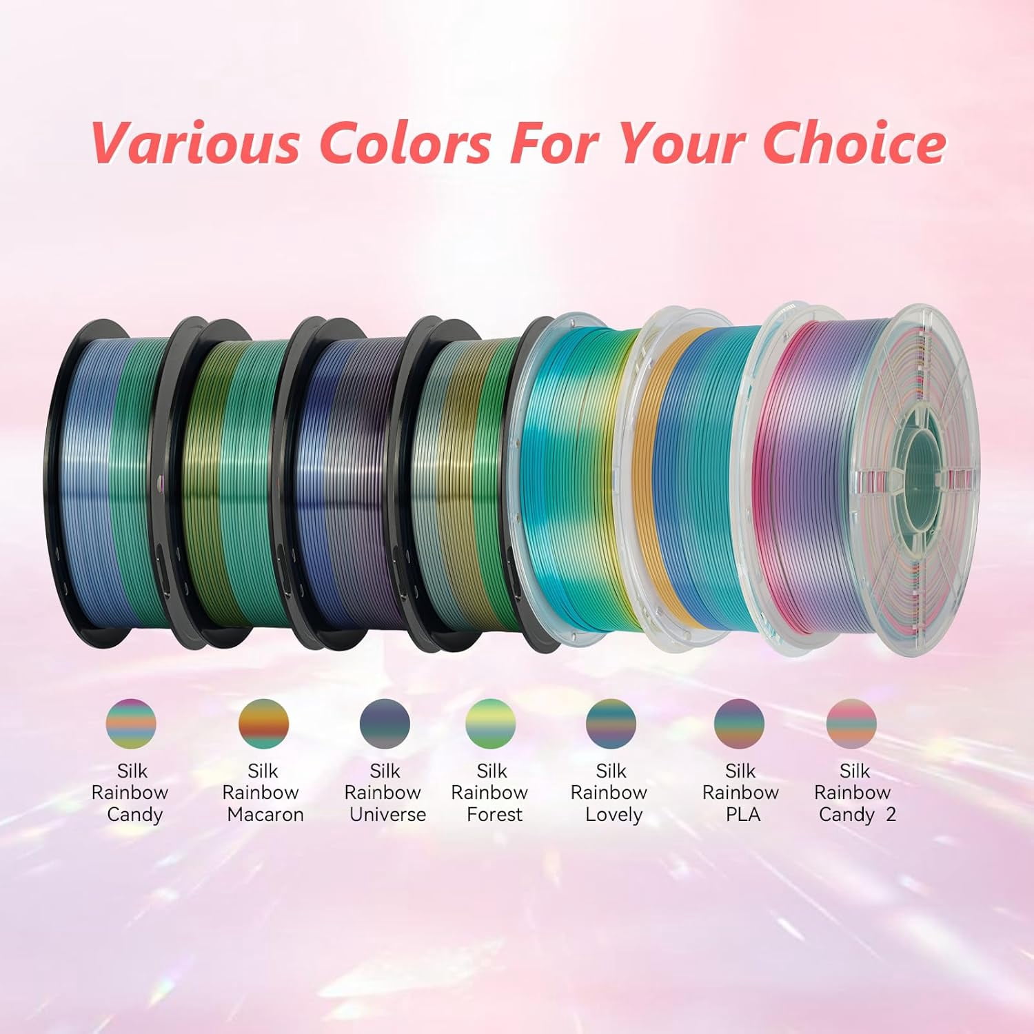 Silk PLA Filament 1.75mm Rainbow Color Changing Filament 3D Printer Filament 1kg Dimensional Accuracy ±0.03mm,Fit Most 3D Printer(Universe)