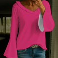 thumbnail image 2 of Flare Sleeve Top, Comdrip Fall T Shirts Women Loose Fit Long Sleeve Boat Neck Tops Casual Blouses Print Sleeve Tops Going Out Tops with Sleeves Hot Pink 5XL, 2 of 6