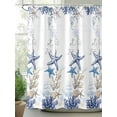 thumbnail image 2 of Blue Coastal Starfish Shower Curtain, Vintage Coral Starfish Pattern Bathroom Decor Curtains Set with Hooks, Waterproof Fabric Home Accessories， Stall 36 X 72 Inch, 2 of 6