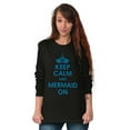thumbnail image 4 of Keep Calm Mermaid On Beach Day Cute Women Plus Size Long Sleeve Graphic Tee Brisco Brands 2X, 4 of 5