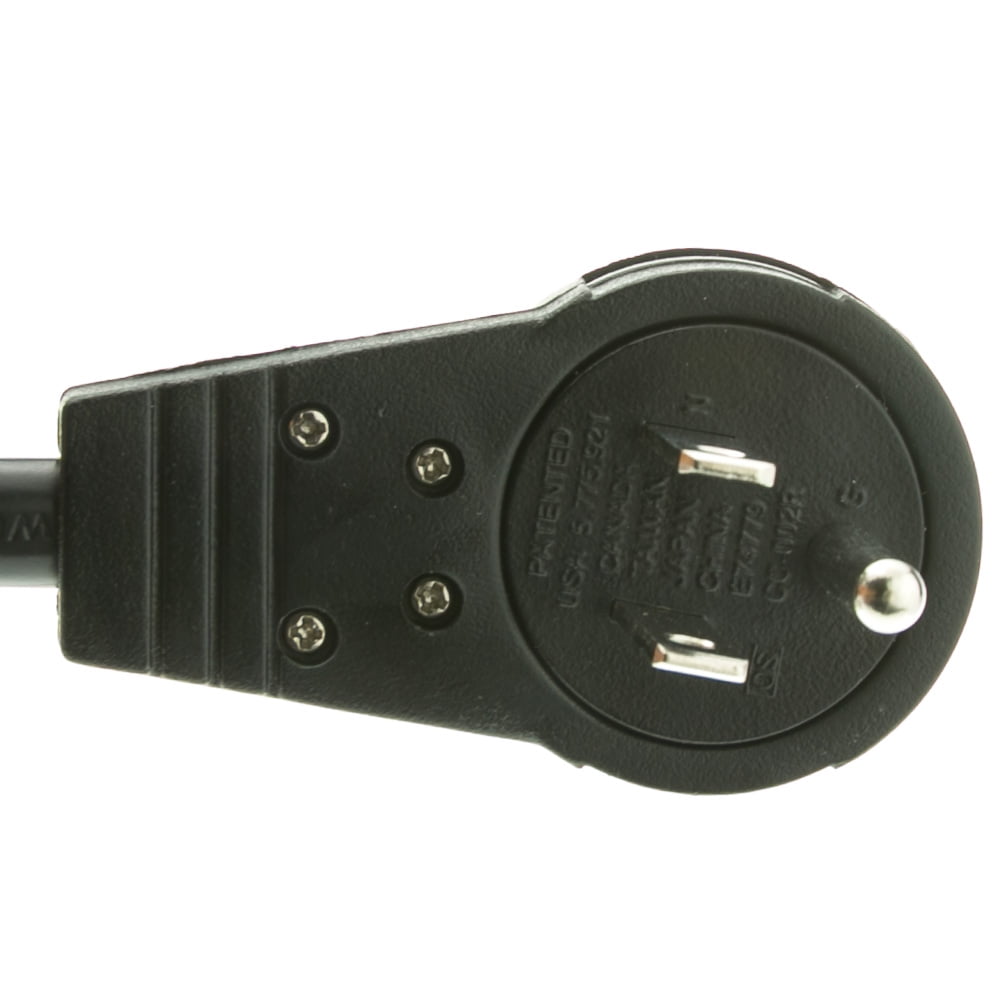 Surge Protector, Flat Rotating Plug, 6 Outlet, Black Horizontal Outlets, Plastic, Power Cord 4 foot