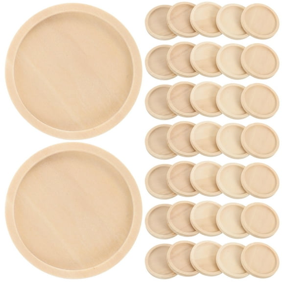 SWETRACE 50Pcs Khaki Wood Pendant Trays for Diy Pendant Making for Artists and