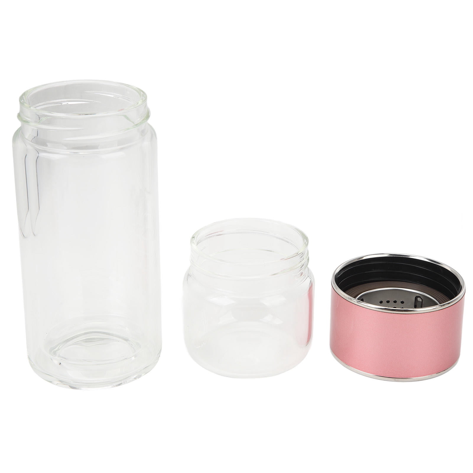 LAZIOEGR Double Wall Glass Water Bottle with Tea Separation, 420ml, Portable Premium Glass, Ideal Gift for Tea Lovers