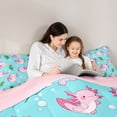 thumbnail image 4 of Manfei Cute Axolotl Twin Comforter Sets,Seamless Seaweed Print Bedding Set For Girls,Light Pink Blue,Pink Reversible,2-Piece,1 Comforter and 1 Pillowcase, 4 of 8