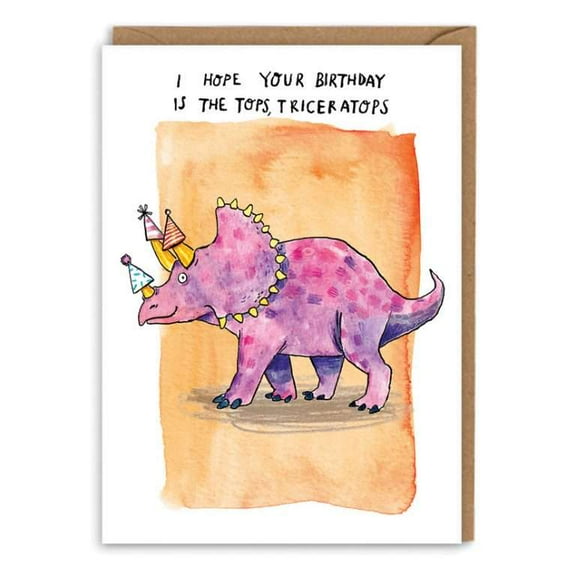 Birthday Card for Dinosaur Lovers – Cute Triceratops Design – Envelope Included, Blank Inside – Perfect for Kids and Adults Celebrating Birthdays