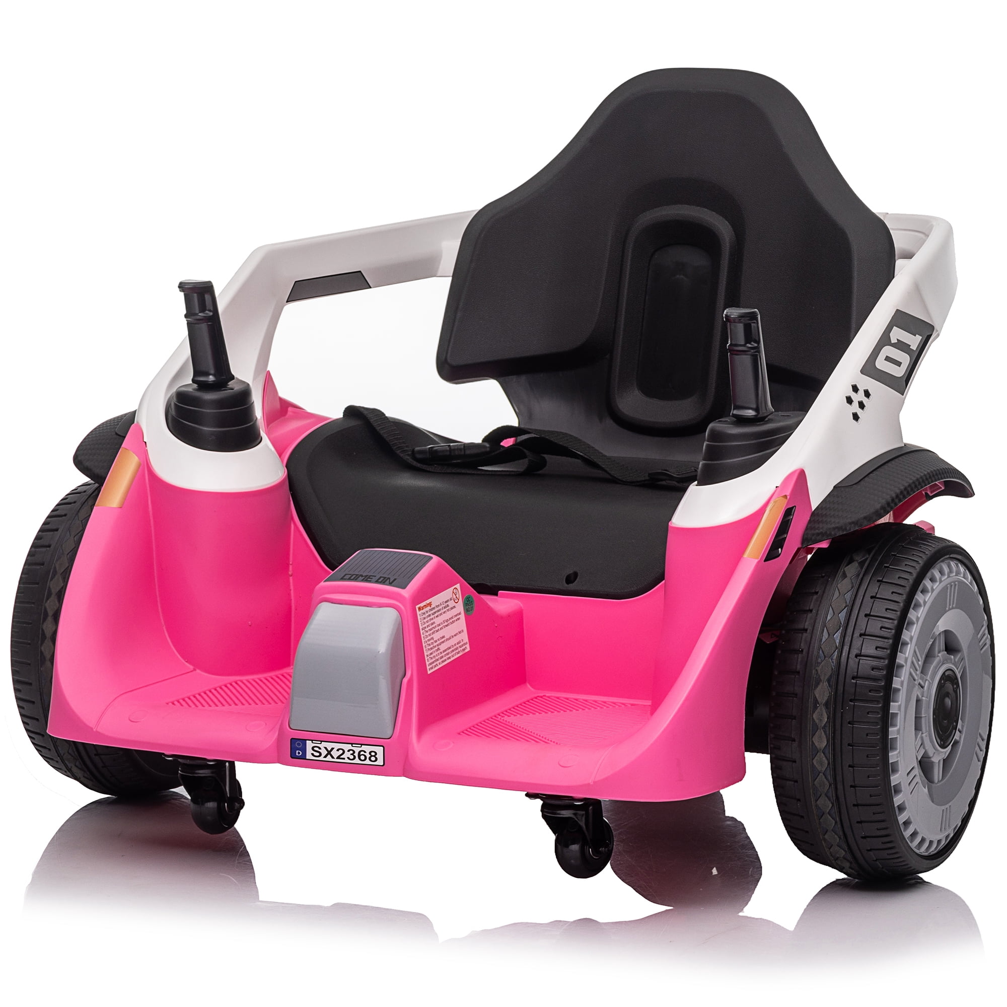 Jorfly 24V Kids Electric Bumper Car, Crazy Bumper Ride on Toys for Kids Teen 3+ , 200w Motors, EVA Tires, 5 MPH-Pink