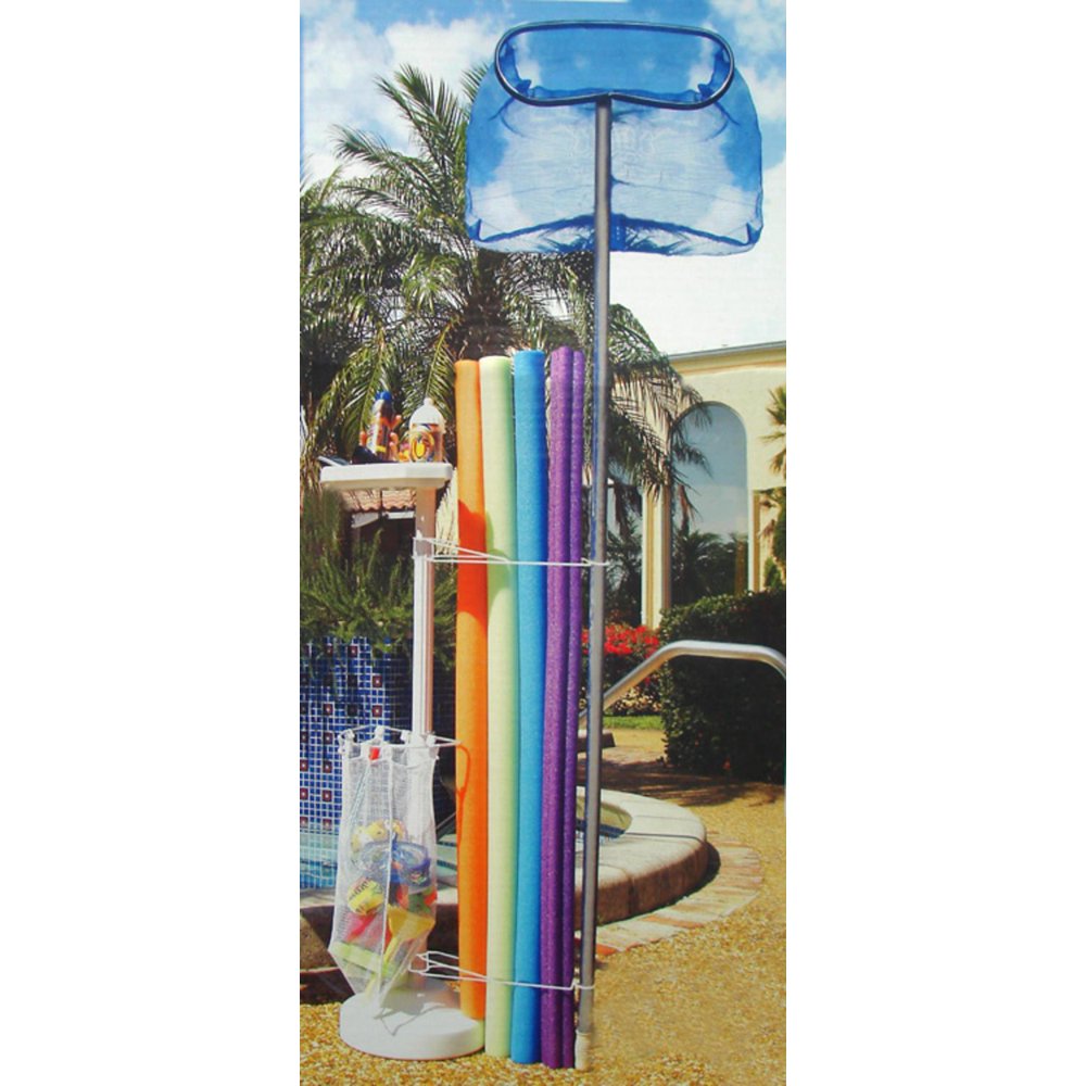 57" White Summer Pool Toys and Accessories Outdoor Storage Holder with