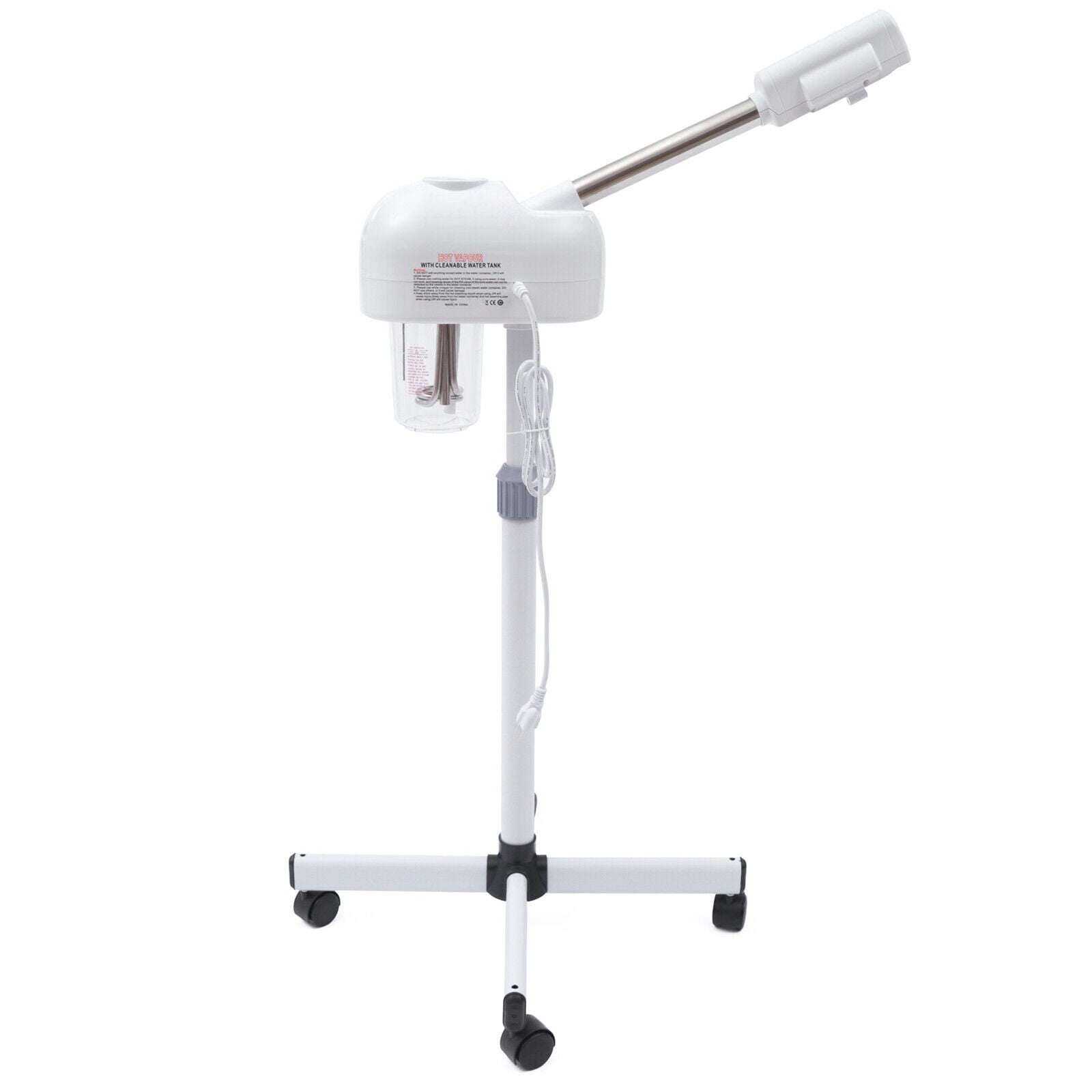 Miumaeov Professional Facial Steamer with Hot Mist Function with 360 Rotating Nozzle and Adjustable Height LCD Rolling Facial Steamer for Beauty Salon or Home