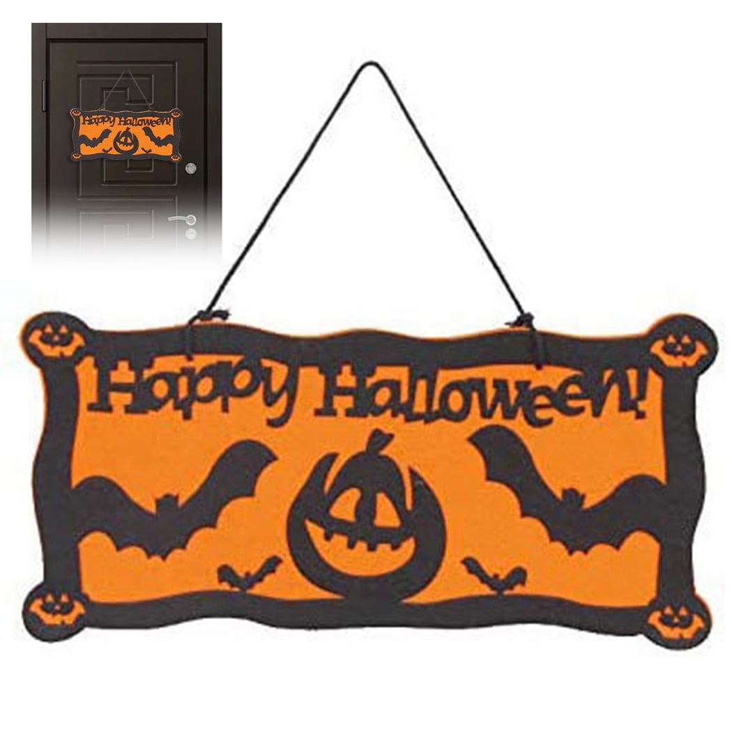 party decor hand painted wall decor Ready to ship door decor reclaimed wood sign Happy Halloween sign door hanger orange and black