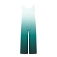 thumbnail image 4 of Uaswgudfs Summer Linen Jumpsuits for Women Button Down Sleeveless Casual Jumpers Loose Wide Legs Rompers Overalls with Pockets Green M, 4 of 5