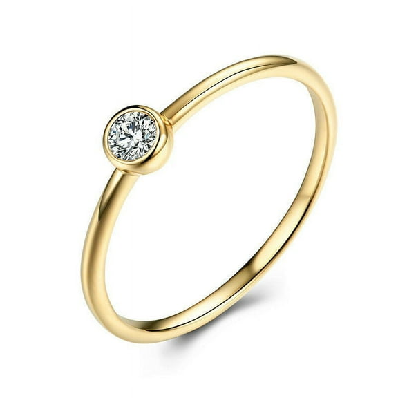 1.0 ct Round Cut Solitaire Engagement Ring Gold Plated Sterling Silver Promise Ring Wedding Jewelry Valentine Gift for Her