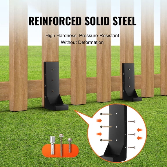 Fence Post Anchor Repair Kit,4 Pack Inner Diameter 3.5 x3.5"es Heavy Duty Steel Fence Post Support Stakes,Anchor Ground Spike for Repair Tilted,Broken Wood Fence Post,Enveloping