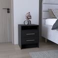thumbnail image 3 of Knubmt Wood Nightstand with 1 Open Shelf, 2 Drawer Beisde Table for Living Room, Bedroom, Office, Black, 3 of 5