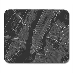 SIDONKU Gray NYC All Streets of New York and Surroundings Map Manhattan City Black Mousepad Mouse Pad Mouse Mat 9x10 inch