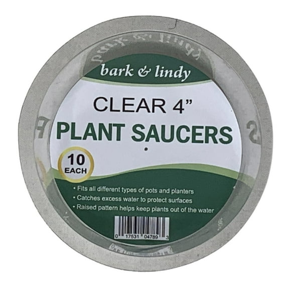 4 Inch Clear Plastic Plant Saucers Drip Trays (Pack of 10)