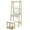 Gold/White, variant on Costway Vanity Table Set Flip Top Mirror Ladder Storage Shelf Cushioned Stool White