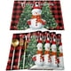thumbnail image 1 of Juego de 4 manteles de Navidad con diseño de muñeco de nieve, diseño de muñeco de nieve con árbol de Navidad, manteles individuales de lino y algodón a cuadros de búfalo rojo y negro, manteles individuales antideslizantes y lavables para fiestas navideñas Ormromra WMZL-2269, 1 of 7