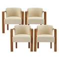 thumbnail image 3 of Christopher Knight Home Upholstered Armchair, Dining Accent Chair  with Solid Wood Frame, Walnut+Beige, Set of 4, 3 of 11