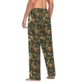 thumbnail image 3 of FORMRS Mens Pajama Pants with Pockets Cotton Sleepwear Lounge Bottoms Sizes S-2XL, Brown Floral Rabbits Pattern, 3 of 7