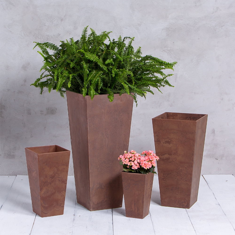 Root & Vessel Ella Tall Planter, Rust, 19.5"
