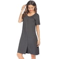 thumbnail image 3 of EKOUAER House Dresses for Women Button Down Nightgowns Short Sleeve Pleated Snap Front Mumu Dress, 3 of 6