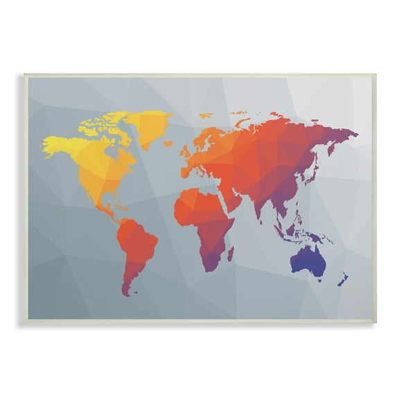 The Stupell Home Decor Collection Polygonal World Map Oversized Wall Plaque Art, 13 x 0.5 x 19
