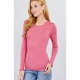 thumbnail image 3 of Simply Fashion Active Basic CrewNeck LongSleeve Slim Fit Cotton Tshirts,dusty pink,Xlarge, 3 of 4
