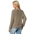 thumbnail image 5 of JWD Women's Cardigan Button Up Long Sleeved Sweater Soft Knit Striped Top Coffee Stripe M, 5 of 5