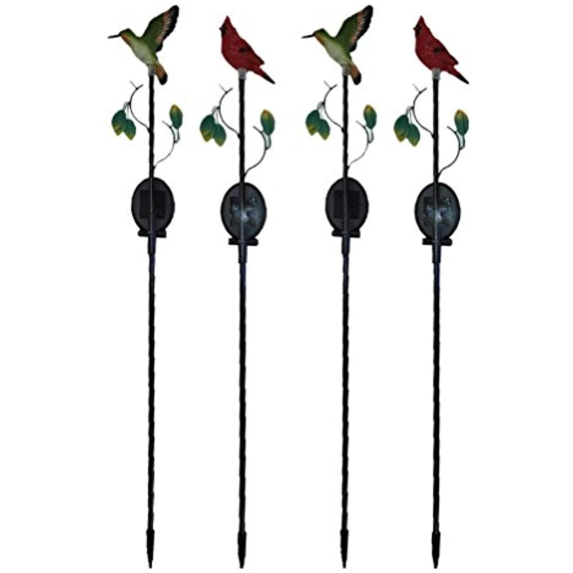 Set of 4 Bird Solar Powered 24" Garden Stakes Lights Cardinal