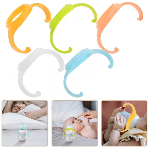 ACDANC Set of 5 Universal Baby Bottle Handles,Non-Plastic Grips for Wide Neck Bottles,Dishwasher Safe for Travel and Breastfeeding