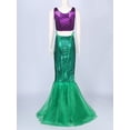 thumbnail image 4 of Linjinx Women's Mermaid Outfit Shiny Sequins Mermaid Long Tail Skirt Festival Dress up Purple&Green XL, 4 of 5