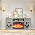 thumbnail image 6 of PAPROOS Fireplace TV Stand for 65 Inch TV, Modern Farmhouse TV Cabinet with 23'' Electric Fireplace, Entertainment Center Television Console Table for Living Room, Gray, 6 of 8