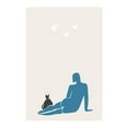 thumbnail image 2 of 1x Studio II 18x24 White Modern Wood Framed Museum Art Print Titled - Woman And Cat, 2 of 4
